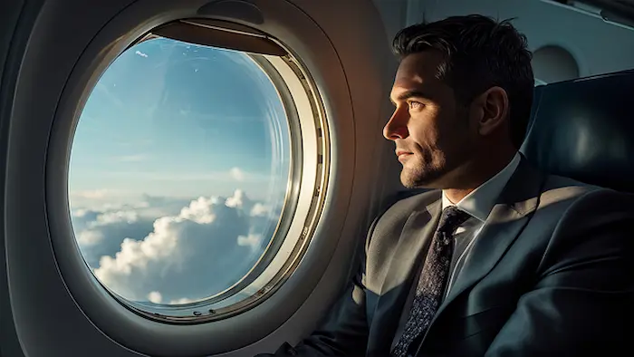 trabajador realizando un viaje de negocios 