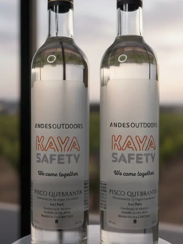 pisco en etiqueta transparente